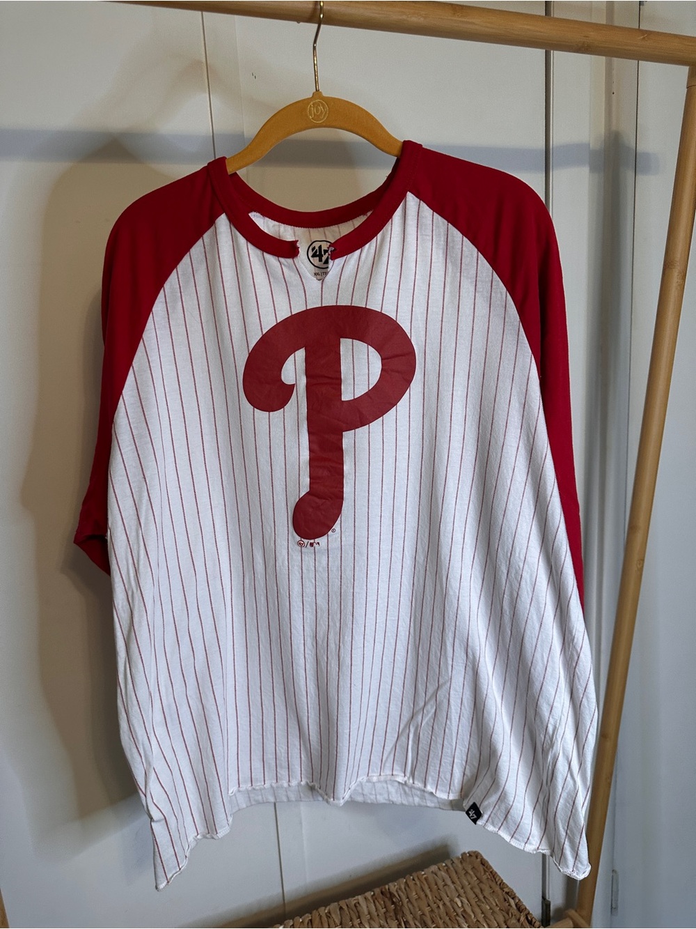 47 Brand Red and White Pinstripe Phillies t shirt size xxl